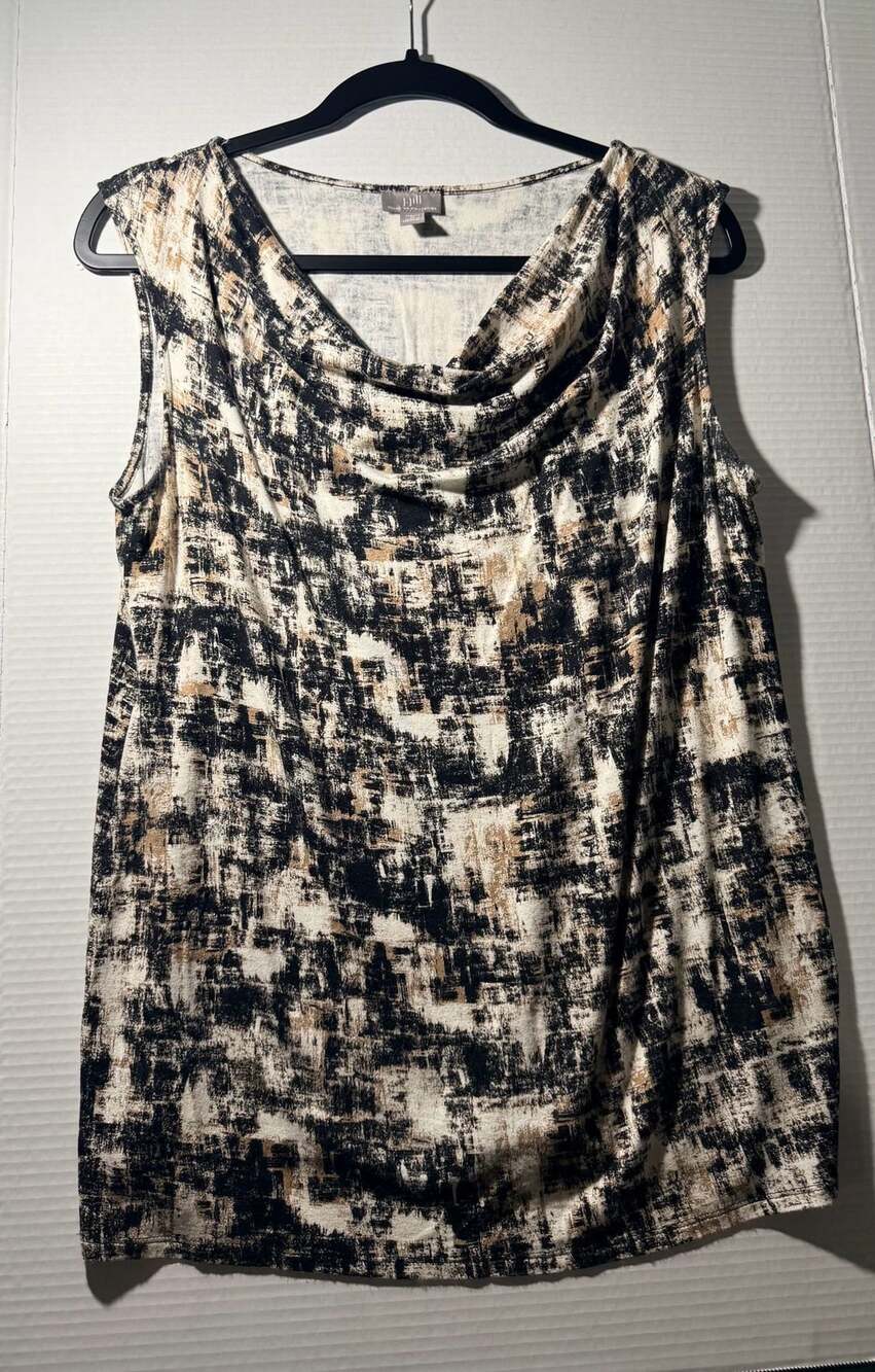 J.Jill Wearever Collection Sleeveless Cowl Neck Tank Size M Black Neutral